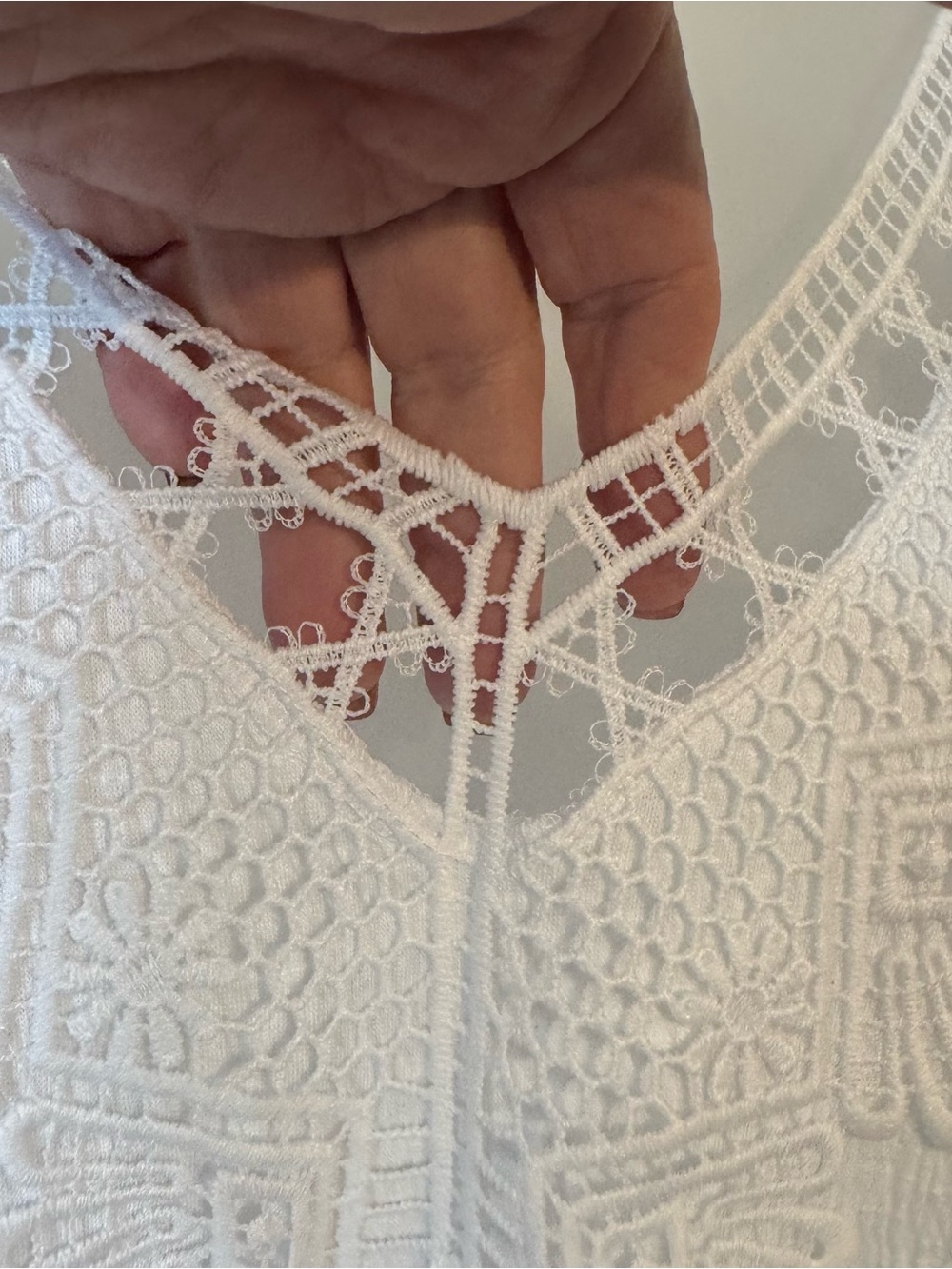 NWT Gorgeous WHITE/WHITE Crochet Trim V-Neck Top PLUS: 3X #11 - Picture 3 of 8